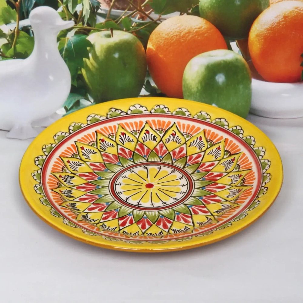Тарелка плоская 26см жёлтая Риштанская Керамика