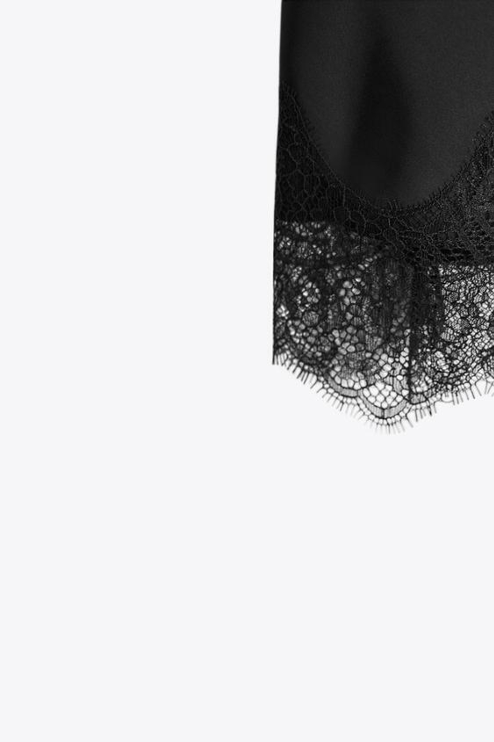 ZARA АТЛАСНАЯ ЮБКА МИДИ С КРУЖЕВОМ, ЧЕРНЫЙ