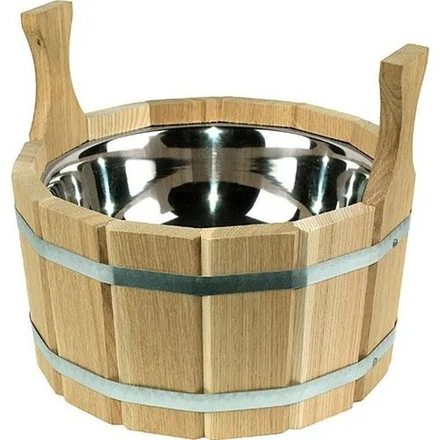 Ушат-шайка 5л из дуба двуручная с нерж. встав.