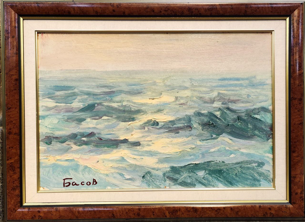 Картина Я. Басова "Море" картон/масло 35х50