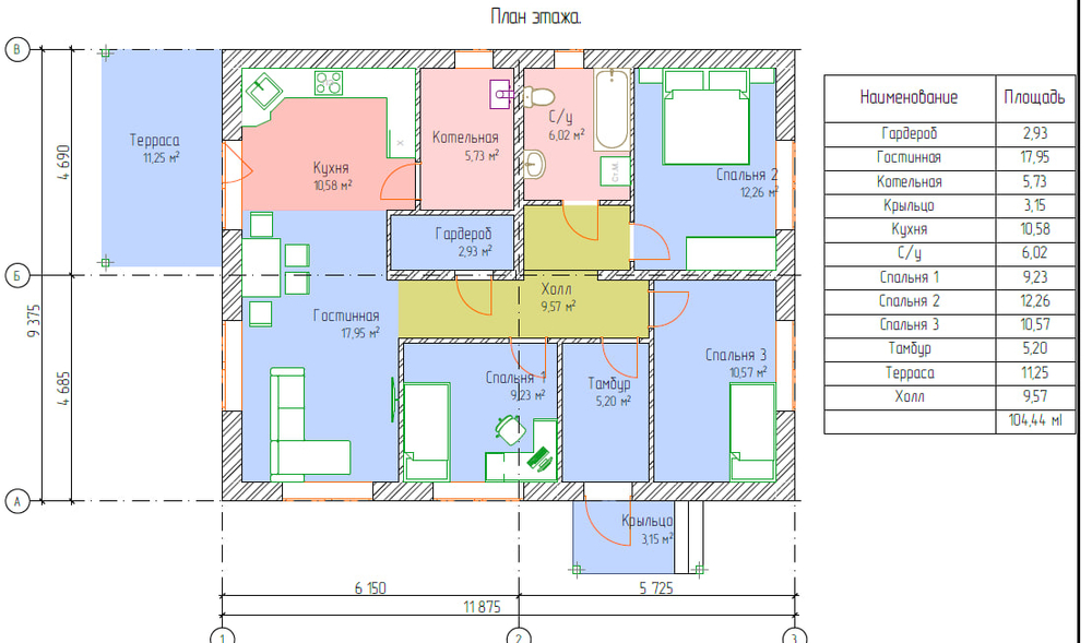 Проект Дома 104,44 кв. м К-151