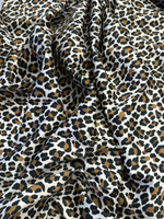 Хлопок с эластаном белый с черно-коричневым анималистичным принтом