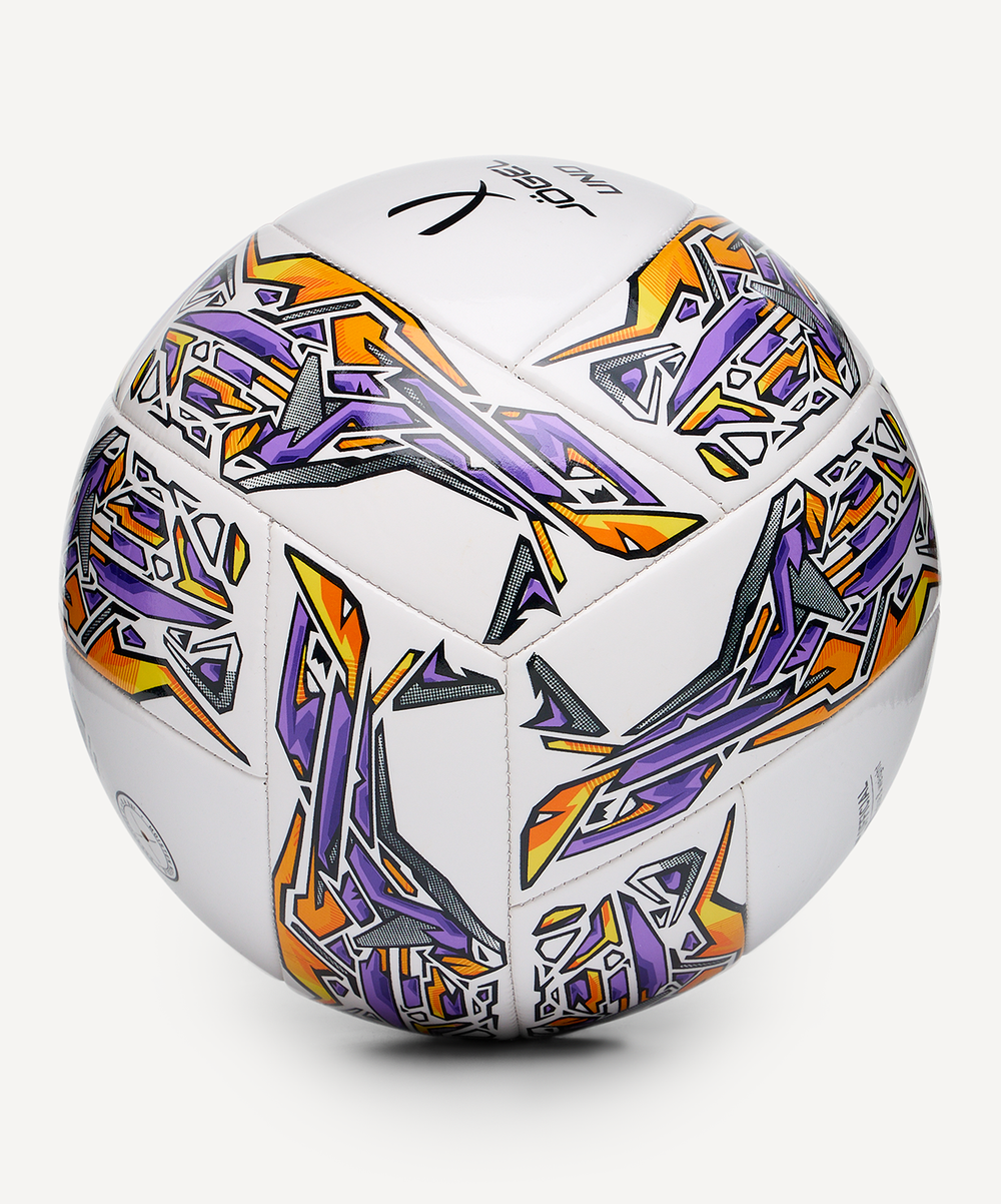 Мяч футбольный JÖGEL Uno №5, белый/фиолетовый/оранжевый
