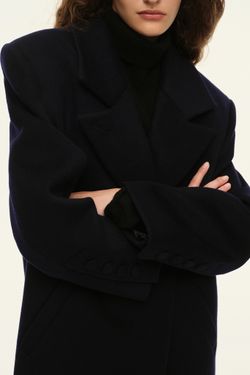 Пальто прямого кроя (((Choux Base))), темно-синее