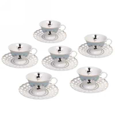 Чайный набор 12 предметов «Императрица» (6кружек 150мл+6блюдец), голубой