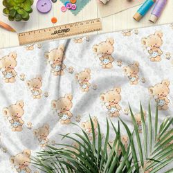 Ткань штапель игрушечные мишки с уточкой