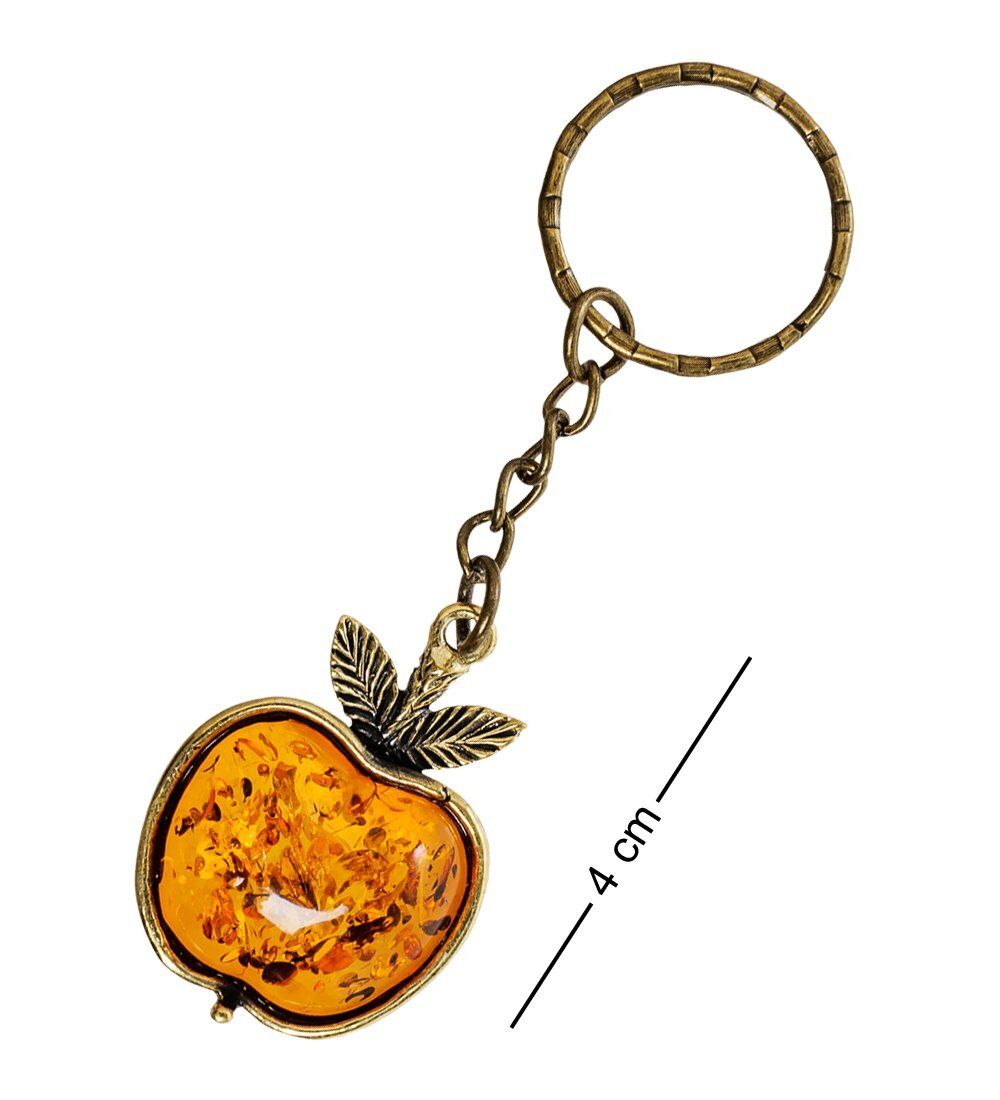 AM-1624 Брелок «Яблочко Наливное» (латунь, янтарь)
