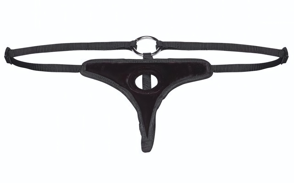 Трусики-стринги с отверстием для фиксации насадки (Размер: S-M-L) (Цвет: черный)