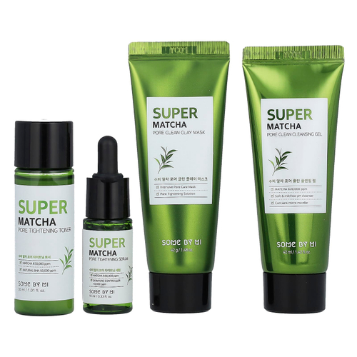 SOME BY MI, Super Matcha Pore Care, стартовый набор с матчей для очищения пор, 4 предмета