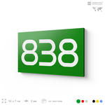 Номер на дверь 838, табличка на дверь для офиса, квартиры, кабинета, аудитории, склада, зеленая 120х70 мм, Айдентика Технолоджи
