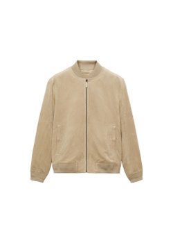 Куртка-бомбер с эффектом замши