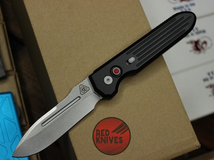 Нож Pro-Tech PDW Invictus Black - черная рукоять, красная кнопка
