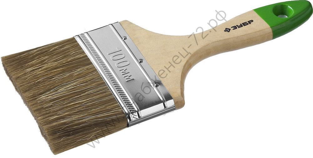 ЗУБР Лазурь 100 мм, 4'' светлая смешанная щетина, деревянная ручка, Плоская кисть, МАСТЕР (4-01009-100)