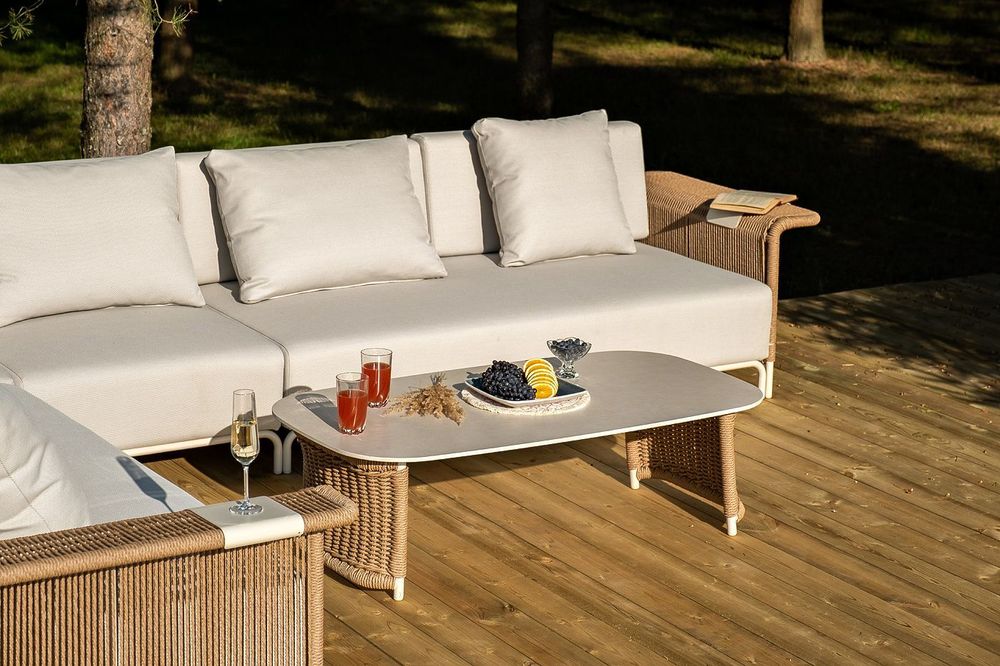 "Мальдивы" трансформирующаяся лаунж-зона из искусственного ротанга, цвет соломенный