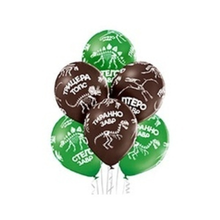 Шар (14"/36 см) Шелкография Дино скелеты 25 шт.