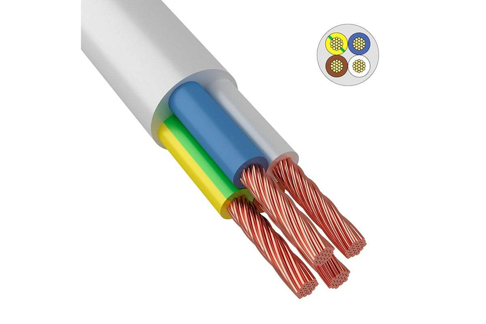 Провод ПВС 4х2,5 ГОСТ, белый