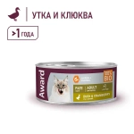 AWARD Влажный корм для взрослых кошек, паштет из утки с клюквой, 100 г