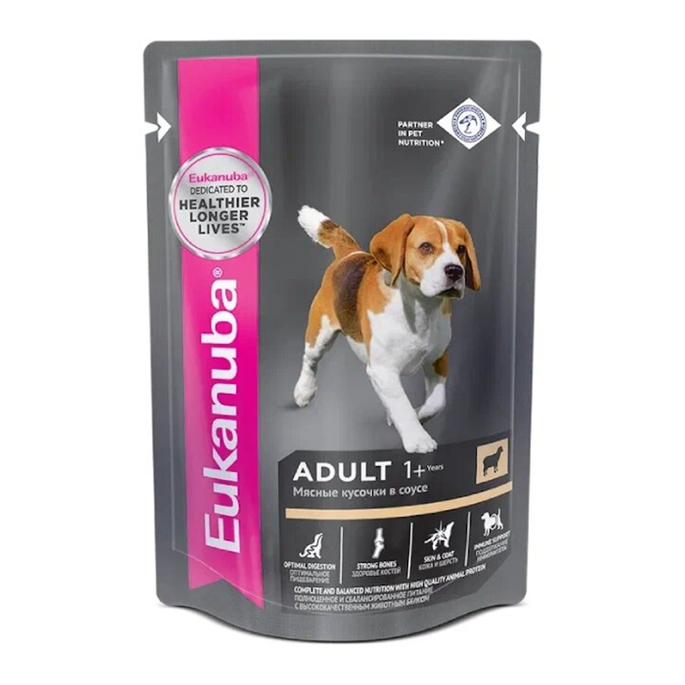 Пауч Eukanuba Adult All Breed для взрослых собак всех пород, с ягненком в соусе Пауч Eukanuba Adult All Breed для взрослых собак всех пород, с ягненком в соусе