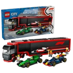 Конструктор LEGO City 60445 Грузовик с автомобилями RB20 и AMR 24 F1