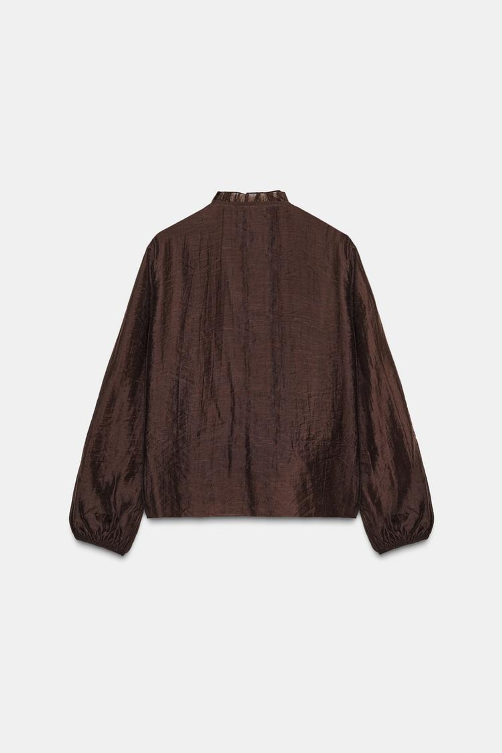 ZARA БЛУЗА С ВОЛАНАМИ, КОРИЧНЕВЫЙ