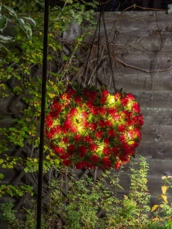 Декоративное подвесное кашпо для сада / фонарь садовый на солнечной батарее "Цветочный шар Азалия" ЧУДЕСНЫЙ САД