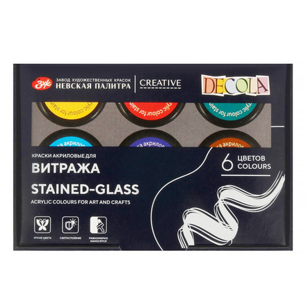 Декола Набор акрил витраж картон 6 шт х20 мл