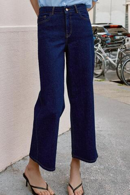 ZARA ДЖИНСЫ Z1975 КЮЛОТЫ С ВЫСОКОЙ ПОСАДКОЙ COMFORT, СИНИЙ