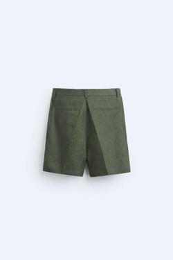ZARA ШОРТЫ ИЗ 100% ЛЬНА, ХАКИ