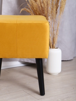 Пуф "Twist" антивандальный велюр горчичный/венге