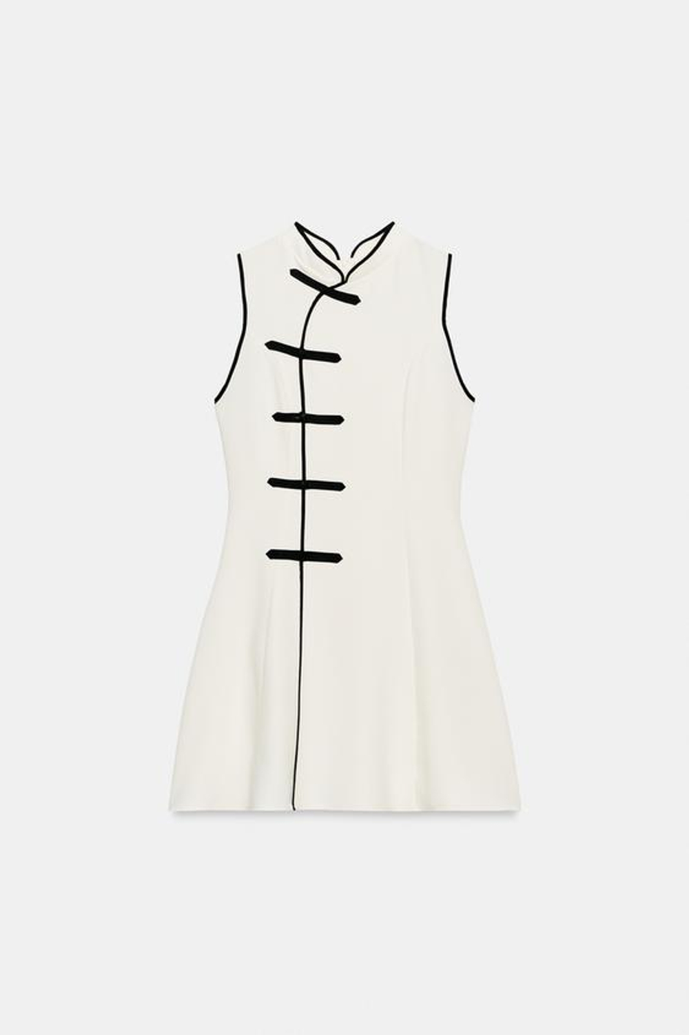 ZARA КОРОТКОЕ ПЛАТЬЕ С НАВЕСНЫМИ ПЕТЛЯМИ, ЭКРЮ