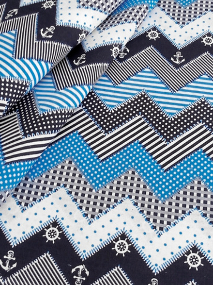 Ткань бязь плательная, рис. "Морской", ширина 150 см, арт. 106