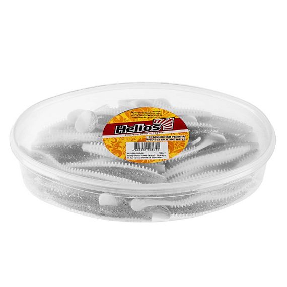 Виброхвост несъедоб. Shaggy 5,12/13 см White &amp; Sparkles 50шт. (HS-18-002-N) Helios