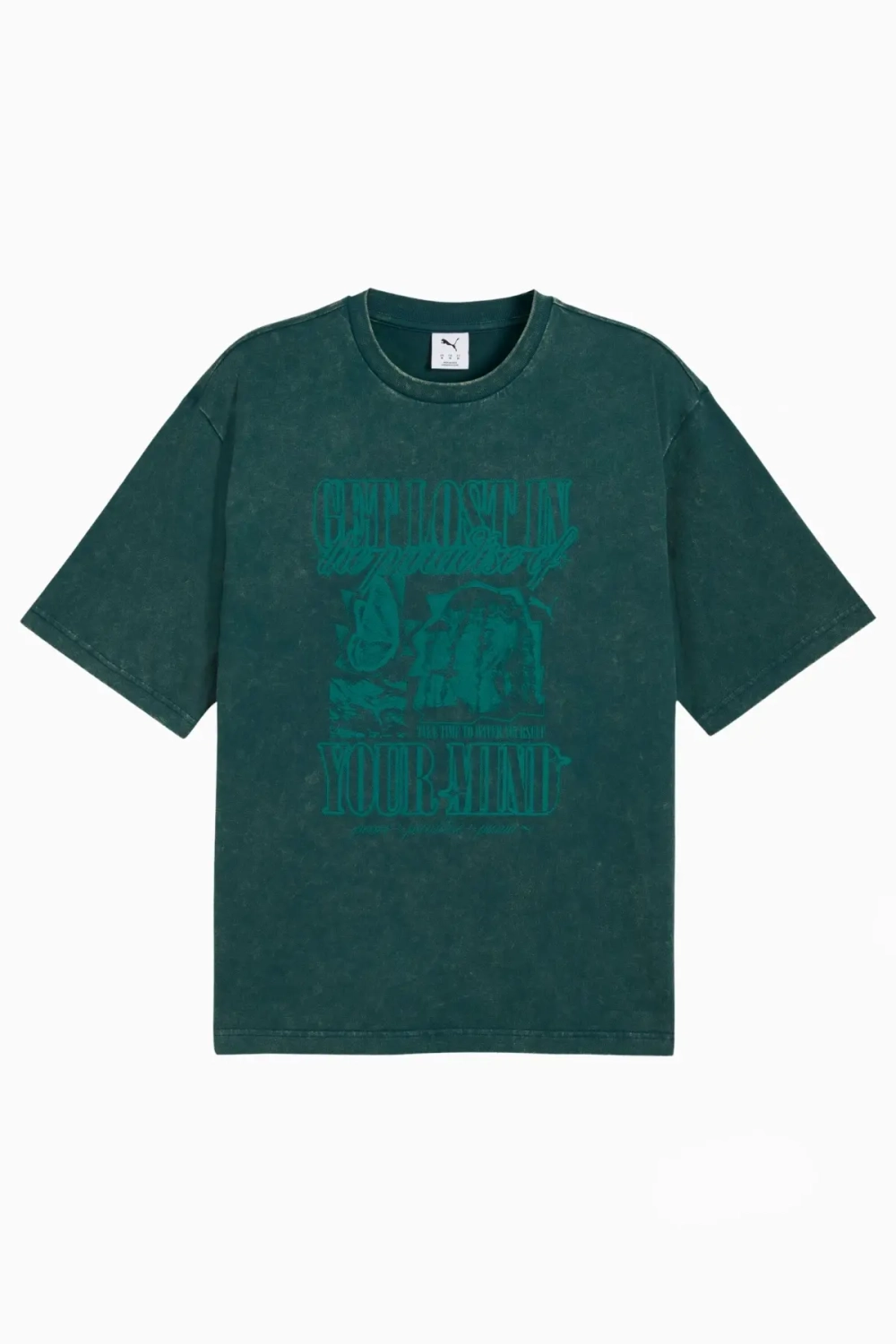 Футболка Puma Graphics Paradise Mindset Washed Boxy Tee - зеленый