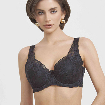 Бюстгальтер Полупоролоновая чашка Черный Прибалтика