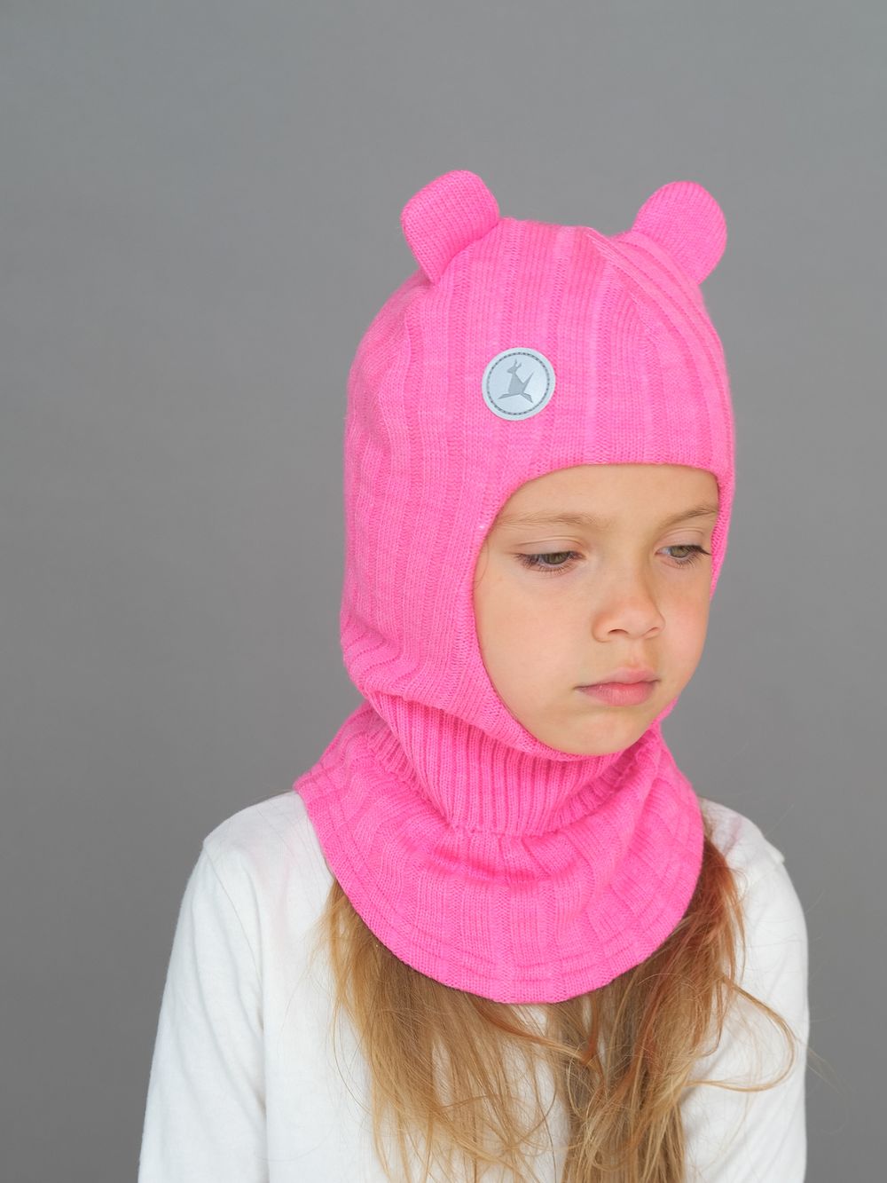 Шлем весенний/осенний вязаный (Флокс) с ушками МИО