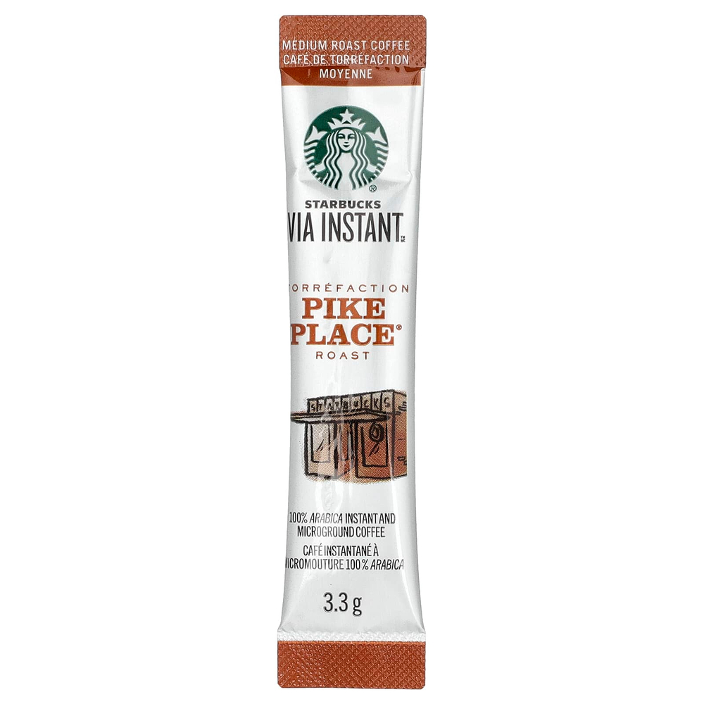 Starbucks, VIA®, растворимый кофе Pike Place®, обжарка, средняя обжарка, 8 пакетиков по 3,3 г (0,11 унции)