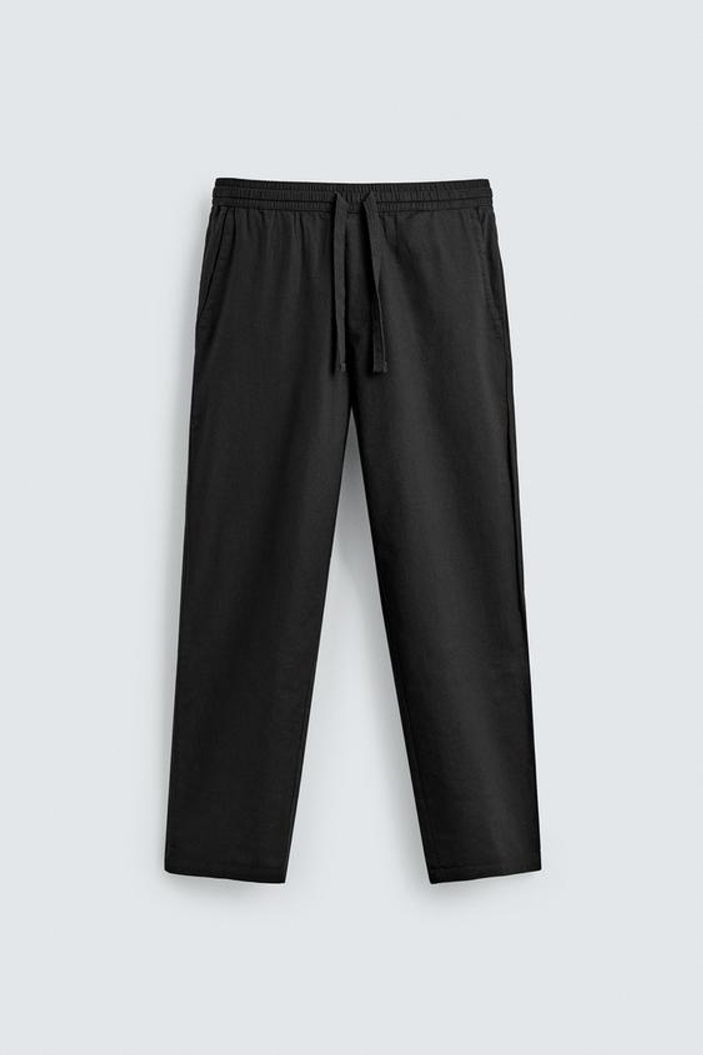 ZARA БРЮКИ RELAXED FIT ИЗ СМЕСИ ХЛОПКА, ЧЕРНЫЙ