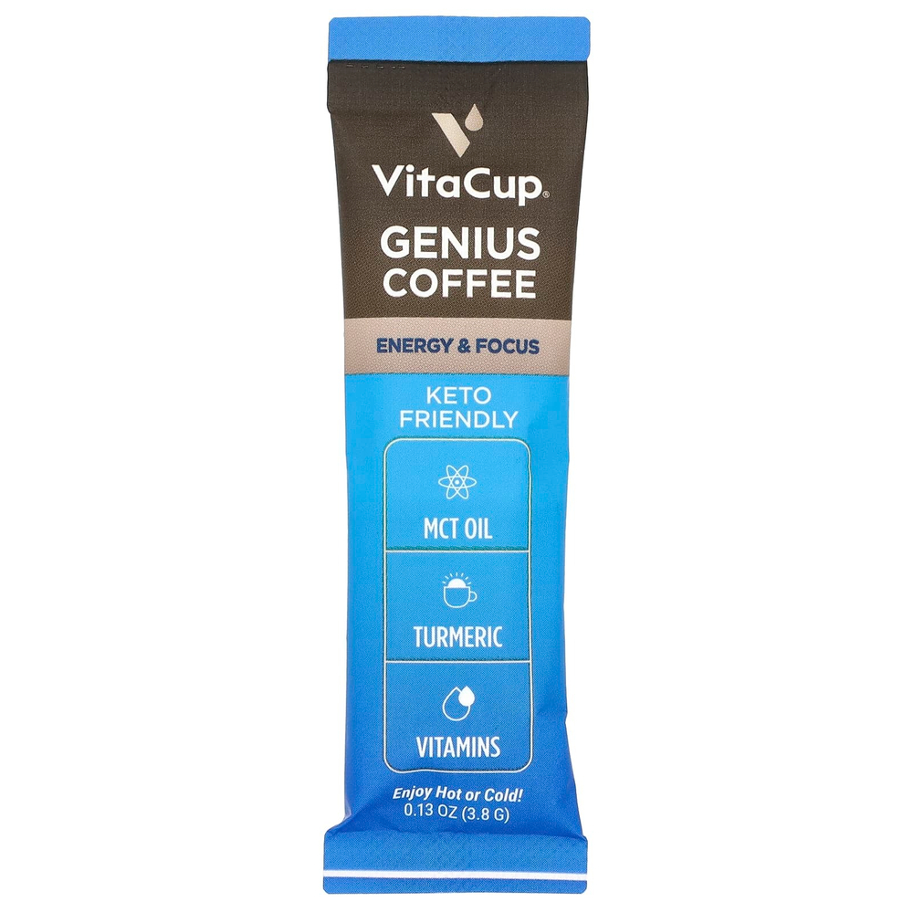 VitaCup, Растворимый кофе Genius, средней обжарки, 10 палочек для еды, по 3,8 г (0,13 унции)