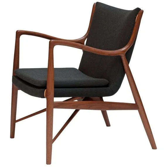 Кресло Finn Juhl Model 45, орех, черная рогожка