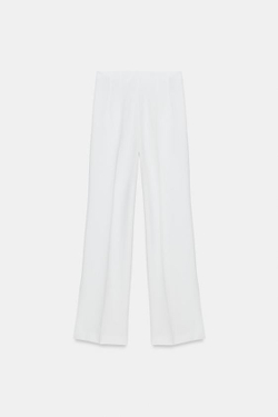 ZARA РАСКЛЕШЕННЫЕ БРЮКИ С РАЗРЕЗАМИ ZW COLLECTION, БЕЛЫЙ