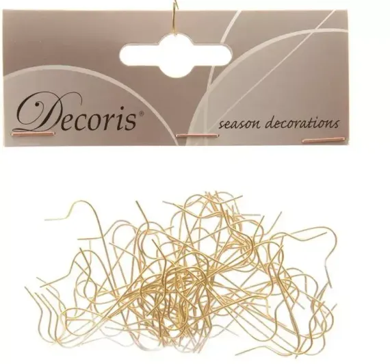 Крючки для елочных украшений 3,5 см. 50 шт., золото, Kaemingk (400009)