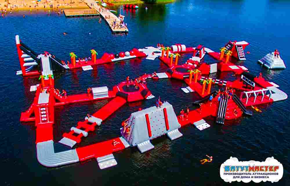 Большой надувной аквапарк для бизнеса «Коралловый риф», 39×29×5 м