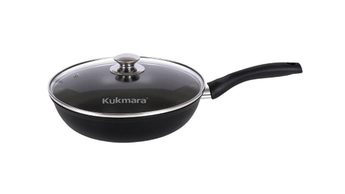 Сковорода 260/60 мм с ручкой, со стеклянной крышкой, утолщенное дно, Традиция, Kukmara