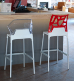 Стул пластиковый барный Papatya Ego-S Bar, сатинированный алюминий, белый, прозрачный