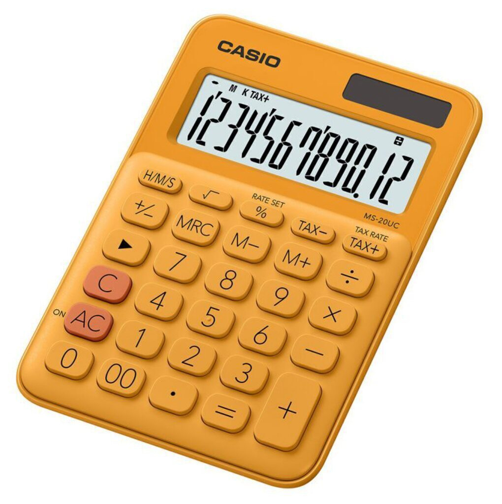 Калькулятор  12 разр. CASIO настольный, оранжевый MS-20UC-RG-S-EC