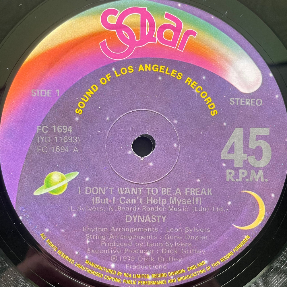 Dynasty ‎– I Don't Want To Be A Freak (Англия 1979г.) 12", 45 RPM