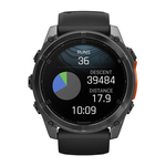 Спортивные часы Garmin fenix 8, 51 мм, AMOLED, сталь, чёрный силиконовый ремешок Сланцево-серый безель из нержавеющей стали, AMOLED-дисплей со стеклом Gorilla Glass. Ремешок с классической застёжкой — на запястье обхватом 127–210 мм