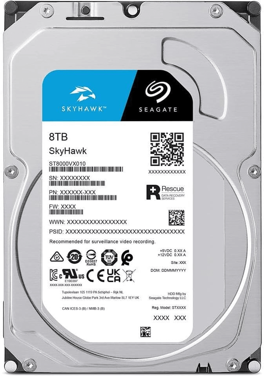 Жесткий диск для видеонаблюдения  8Tb Seagate SkyHawk Surveillance SATA3 3.5" ST8000VX010
