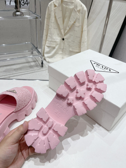Prada Crochet Platform Slides