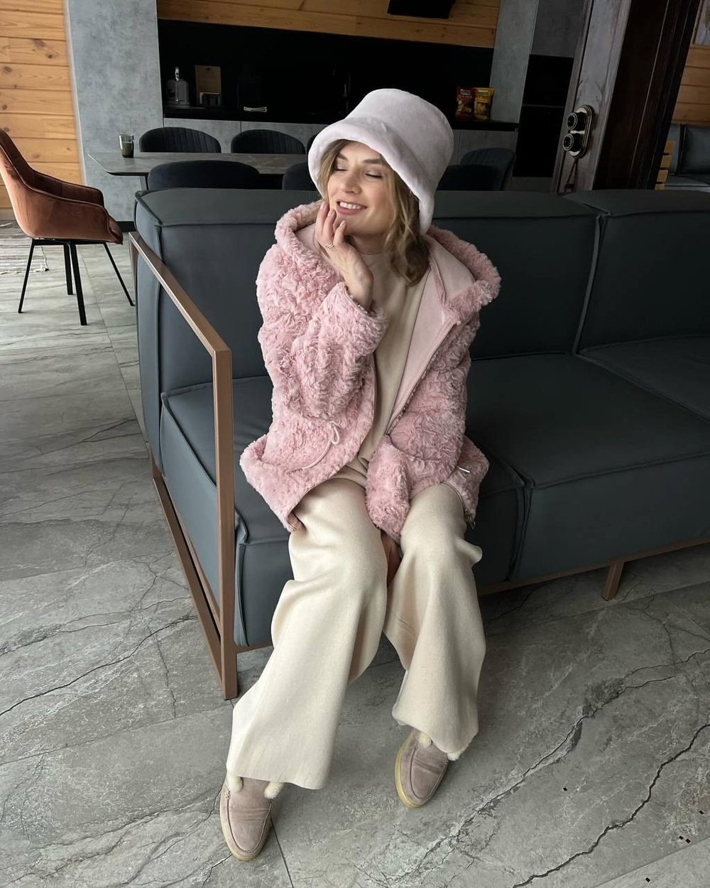 Панама экомех кролик нежно-розовый